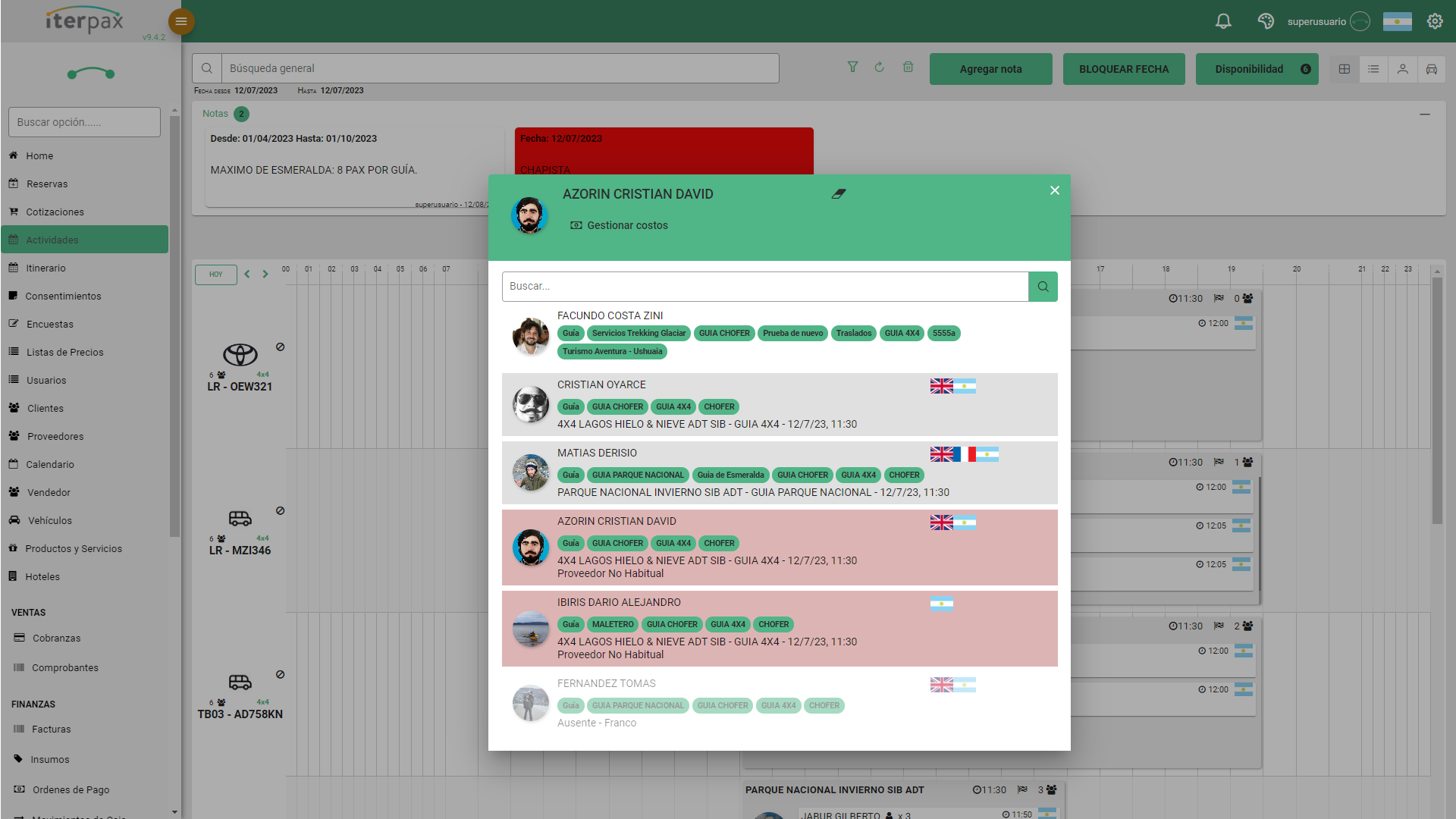 Asignación de personal