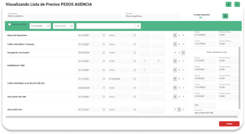 Listas de precios